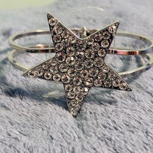Silver Tone Star Crystal Hinge Bracelet